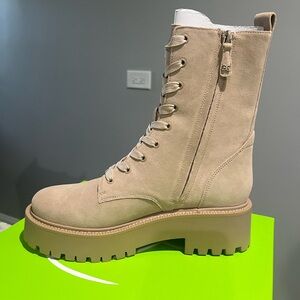 Beige Lace-Up Boots